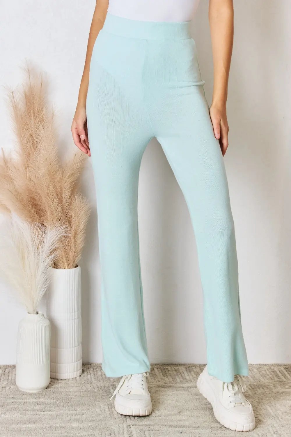 Trendsi Knit Flare Pants Women's Lounge Sweatpants Ultra Soft, High Waist