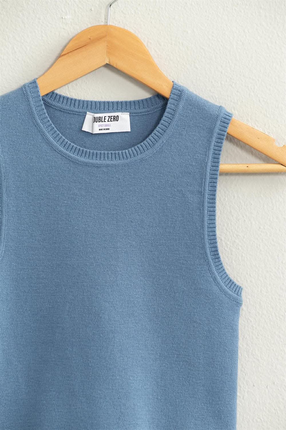 Trendsi Ribbed Cropped Tank Top | Gray Blue