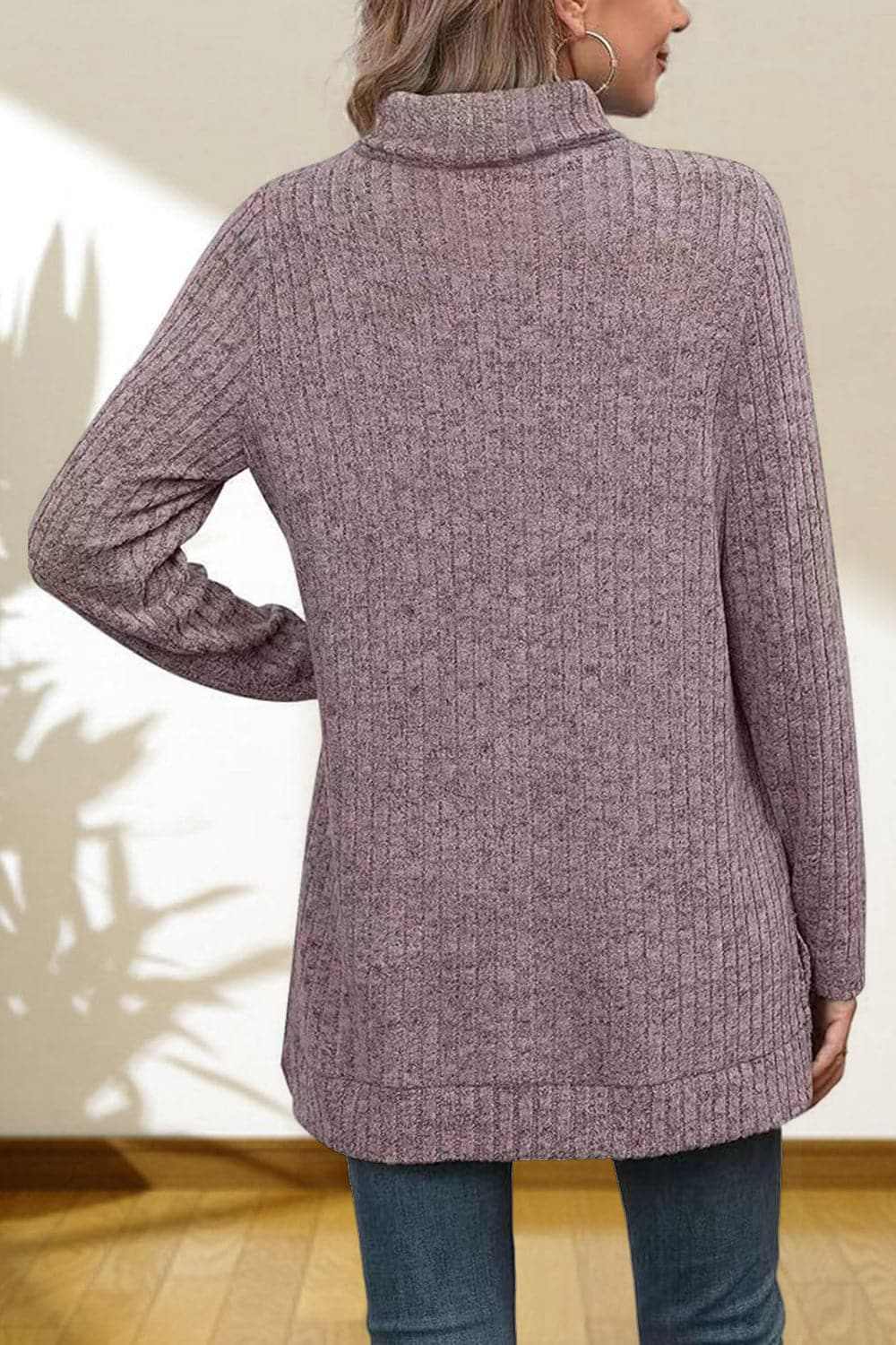 Cerise Turtleneck Sweater by Trendsi – Quality High-Low Hem Style