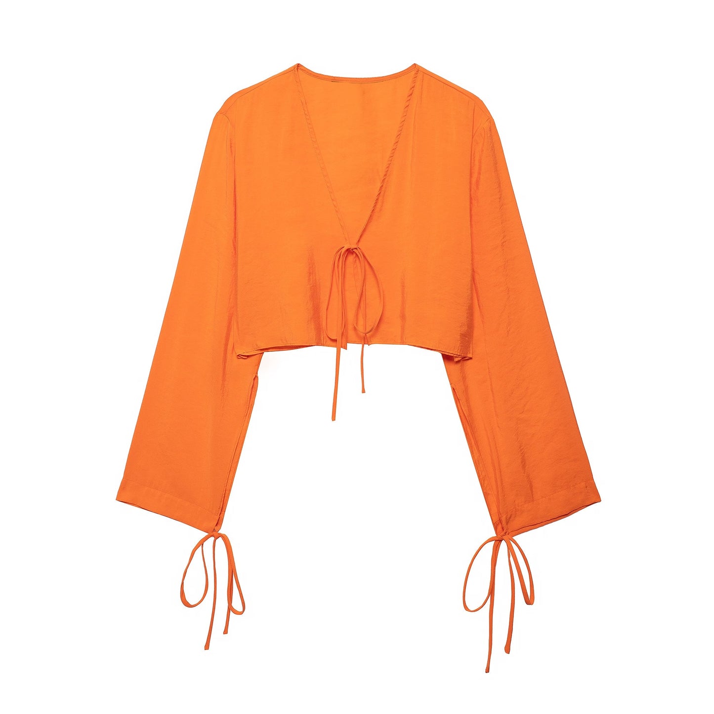 Spring Women Clothing Bowknot Drape Short Shirt