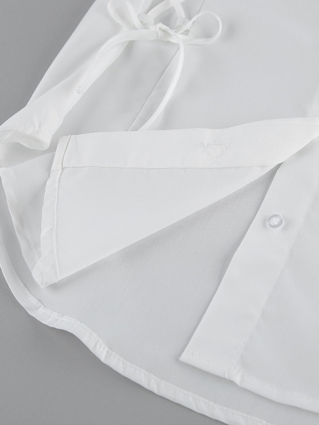 White Button Up Side Lace Up Shirt