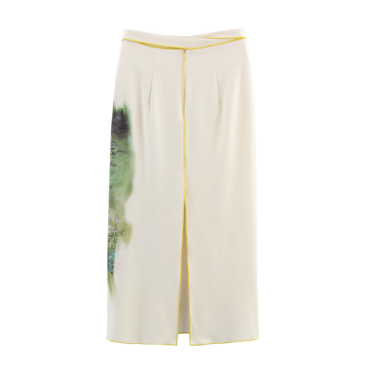 Summer Women Elegant Printed Satin Midi Skirt