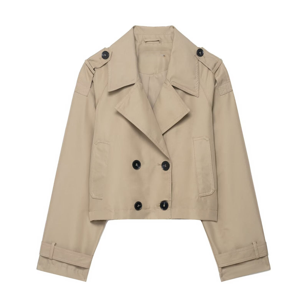 Women Clothing Top Product Casual Double Breasted Short Trench Coat