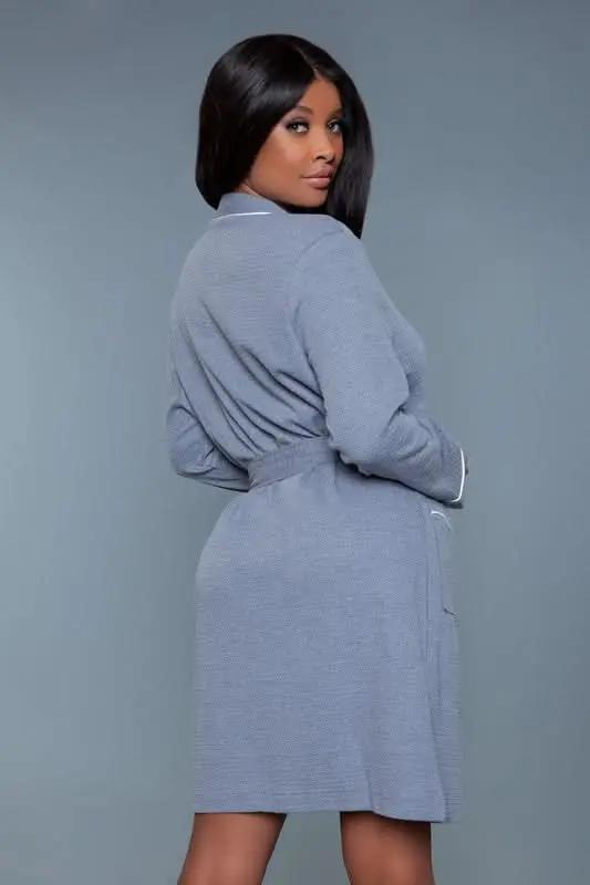 BE WICKED Waffle Robe Dress Black Knit