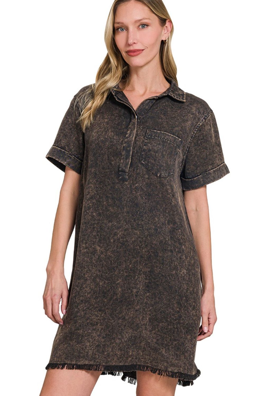 Accessories Trendsi Tencel Dress Women's Casual Collared Shirt Dress Soft & Comfy