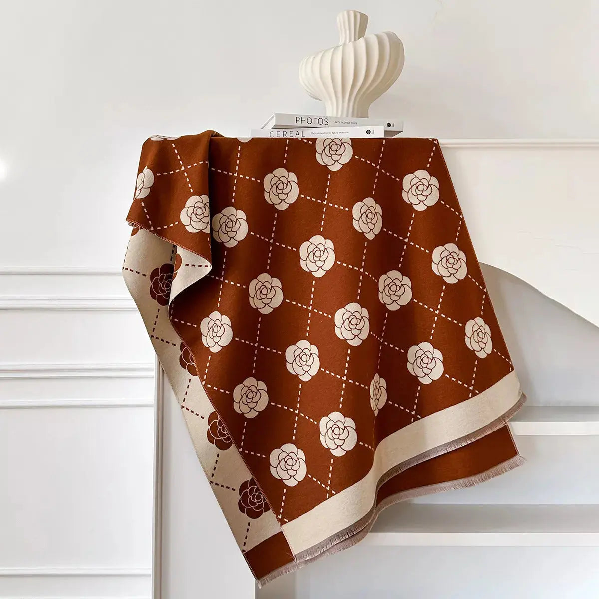Floral Raw Hem Womens Scarf