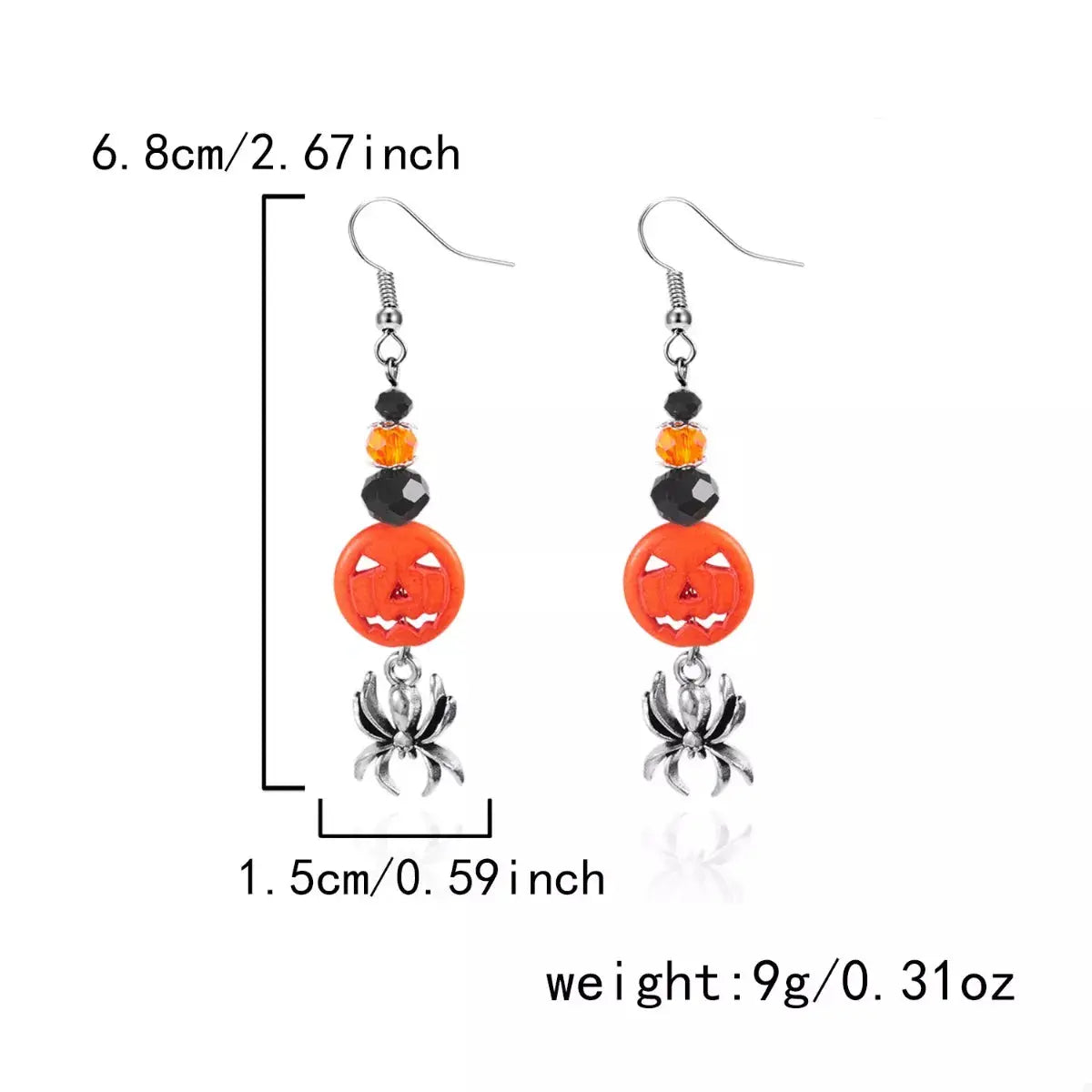 Spider Pumpkin Halloween Drop Earrings