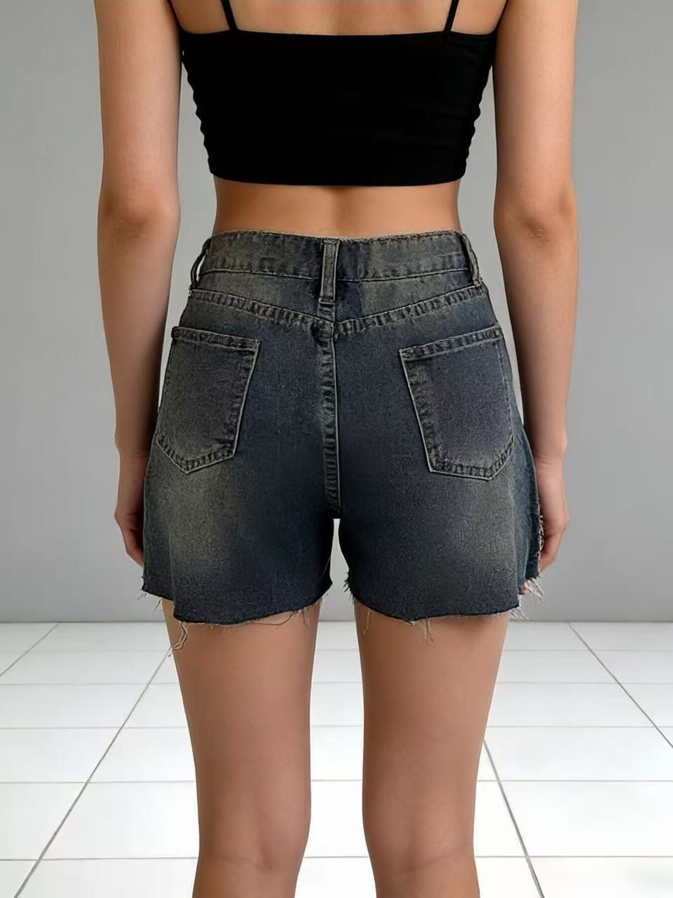 Distressed Denim Shorts