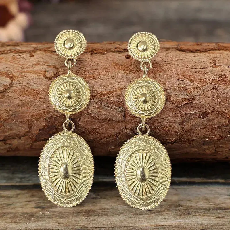 Vintage Western Concho-Style Alloy Dangle Earrings