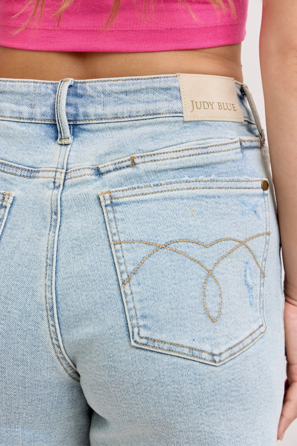 Judy Blue High Waisted Rigid Magic Dad Shorts with Cell Phone Back Pockets