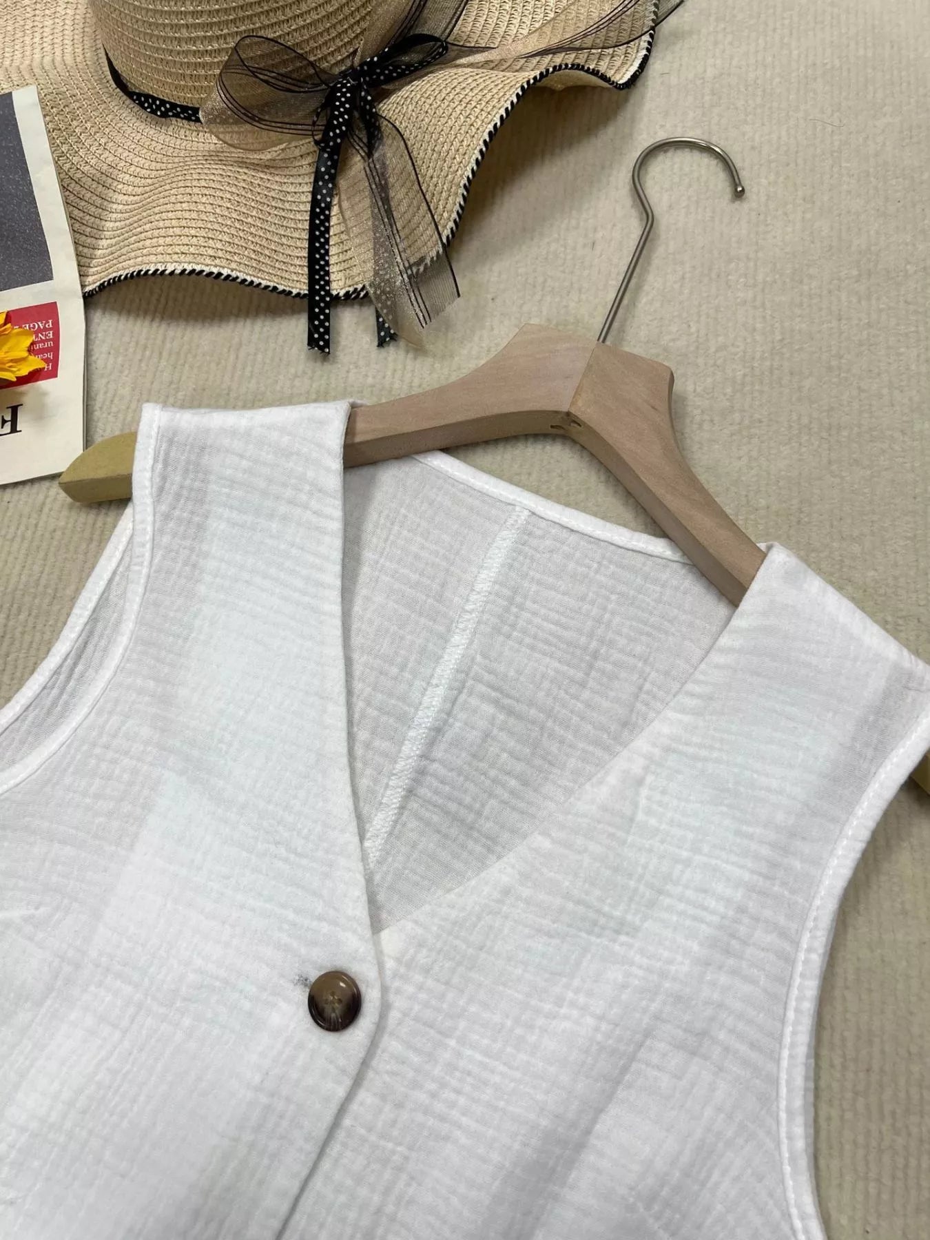 Textured Button Up Vest
