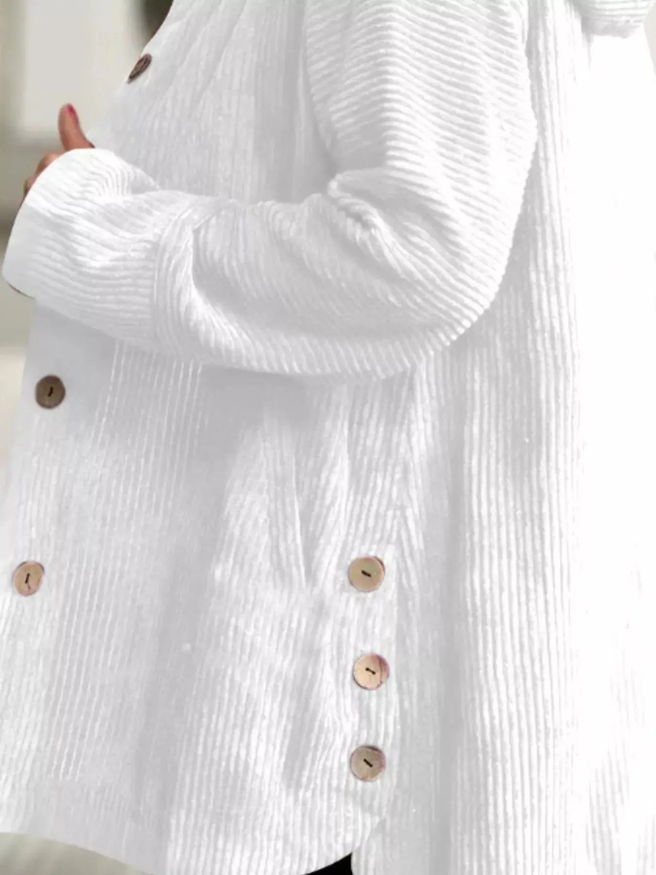 Full Size Corduroy Hooded Button Up Jacket