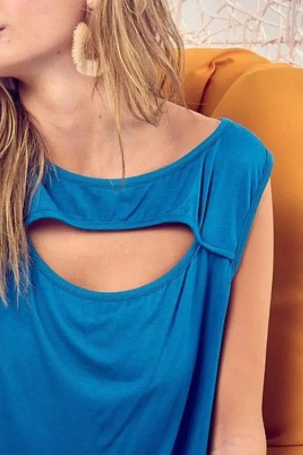 Trendsi Cut Out Tank Top Rayon Knit Teal