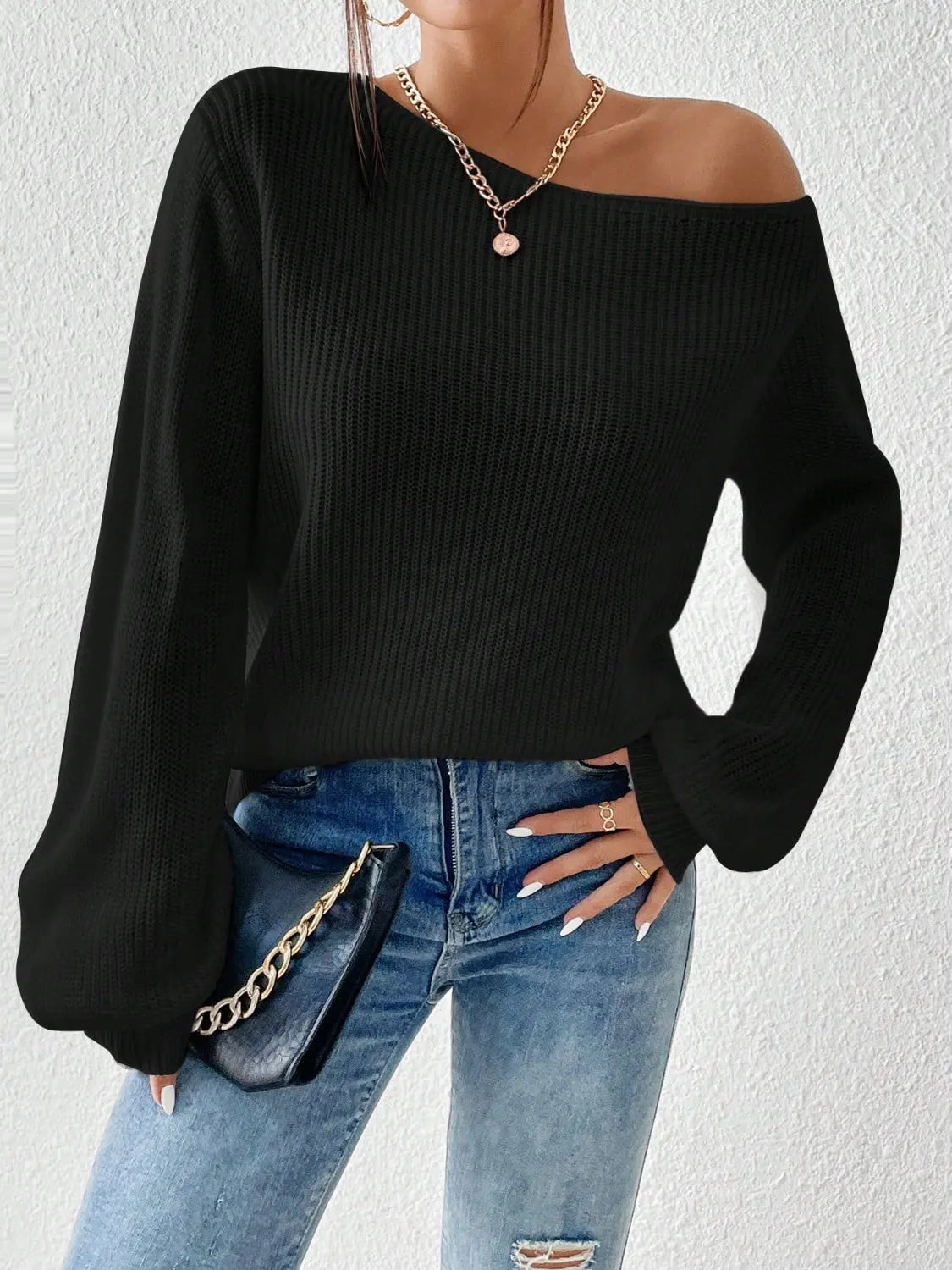 Honey Long Sleeve One Shoulder Sweater