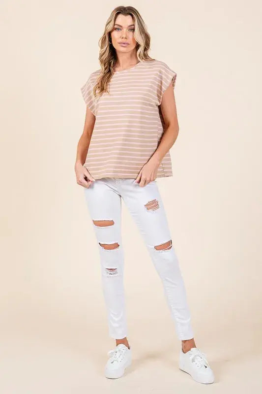 Trendsi Women's Casual Muscle Tee | Striped