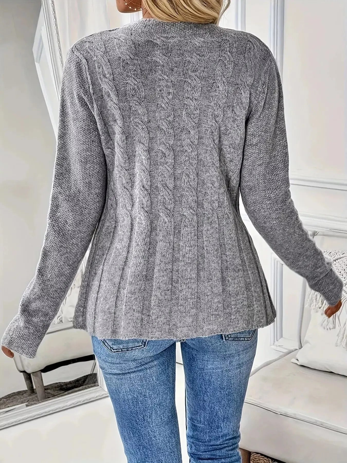 Cable Knit Button Up Cardigan