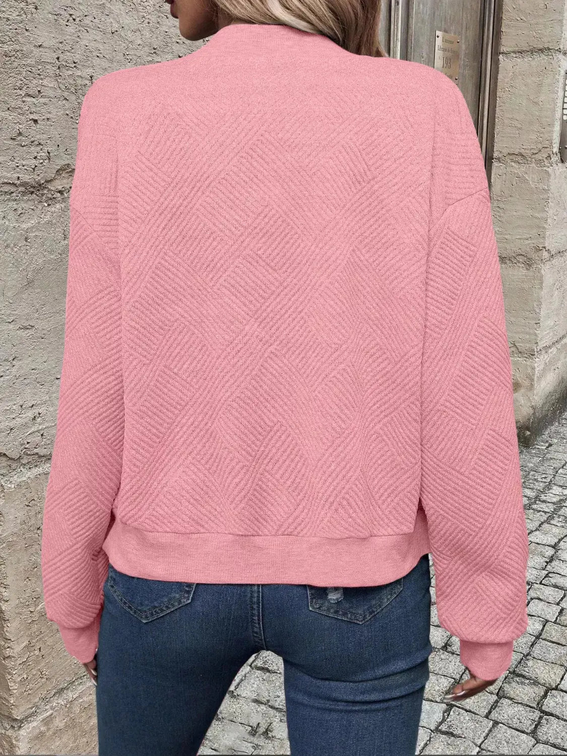 Texture Zip Up Bomber Jacket