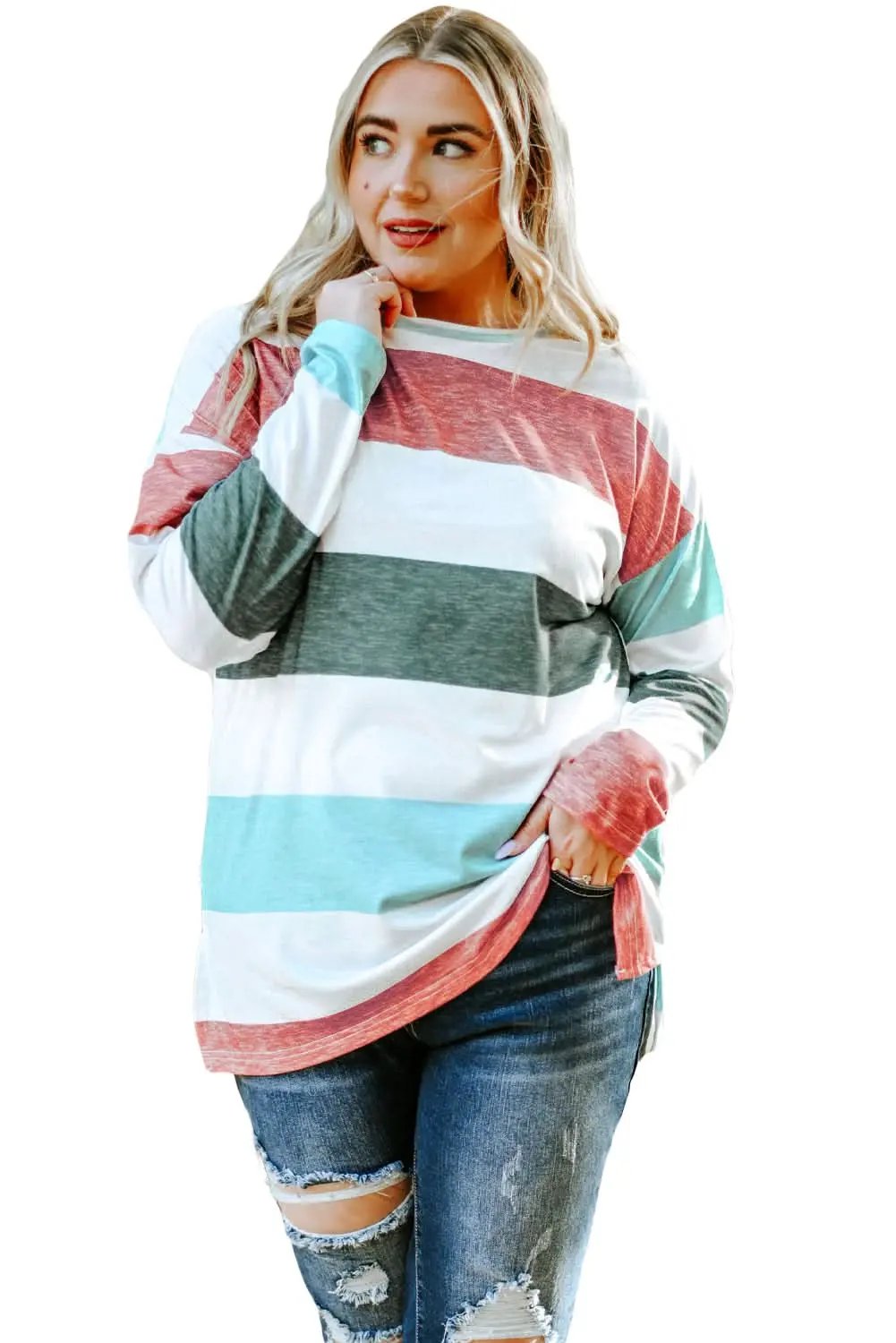 Sweaters Love Salve Colorblock Pullover Women's Spring Fashion Top + Comfy Fit