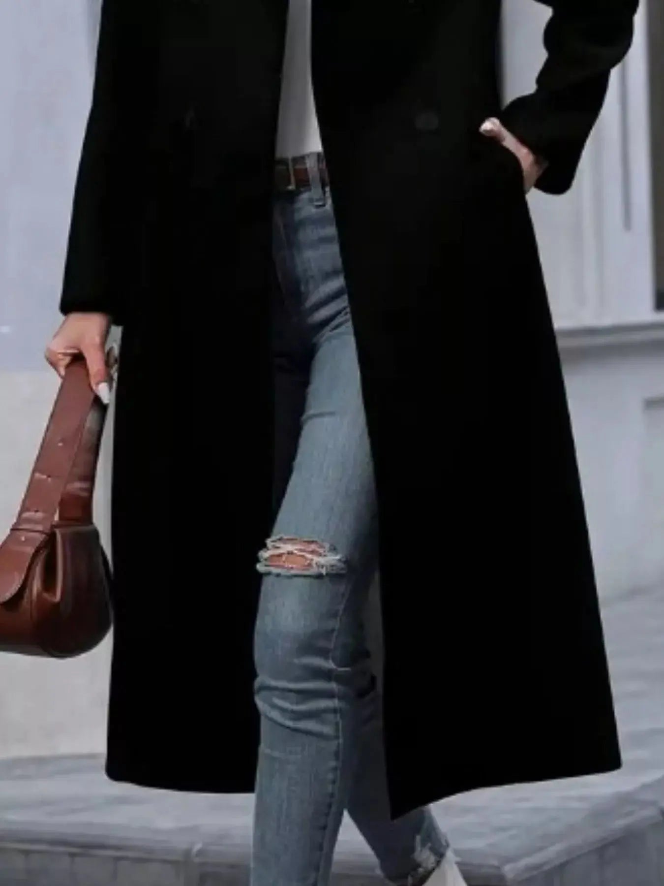 Double-Breasted Longline Overcoat