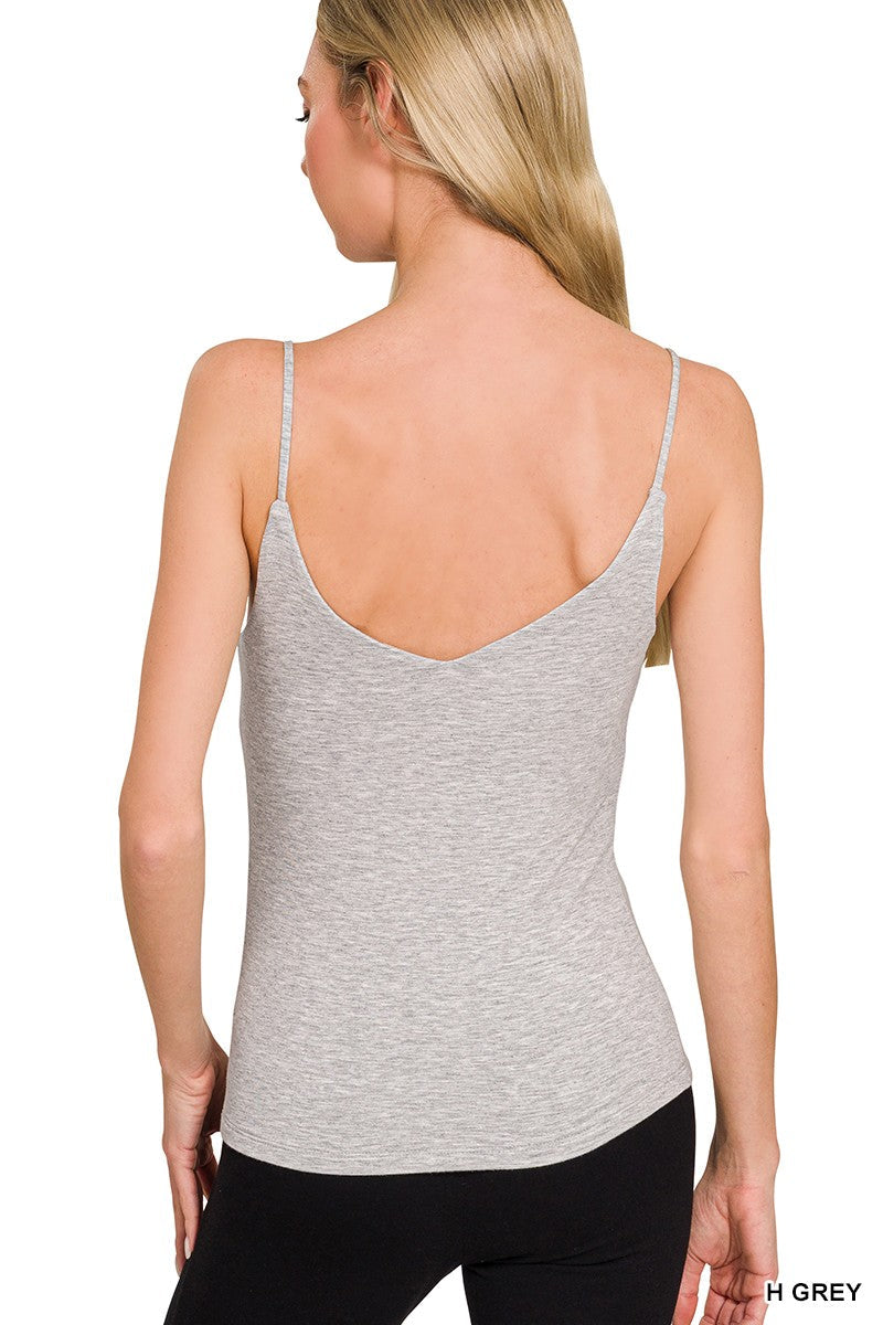Zenana Double Layered V Neck Spaghetti Cami Tank Top