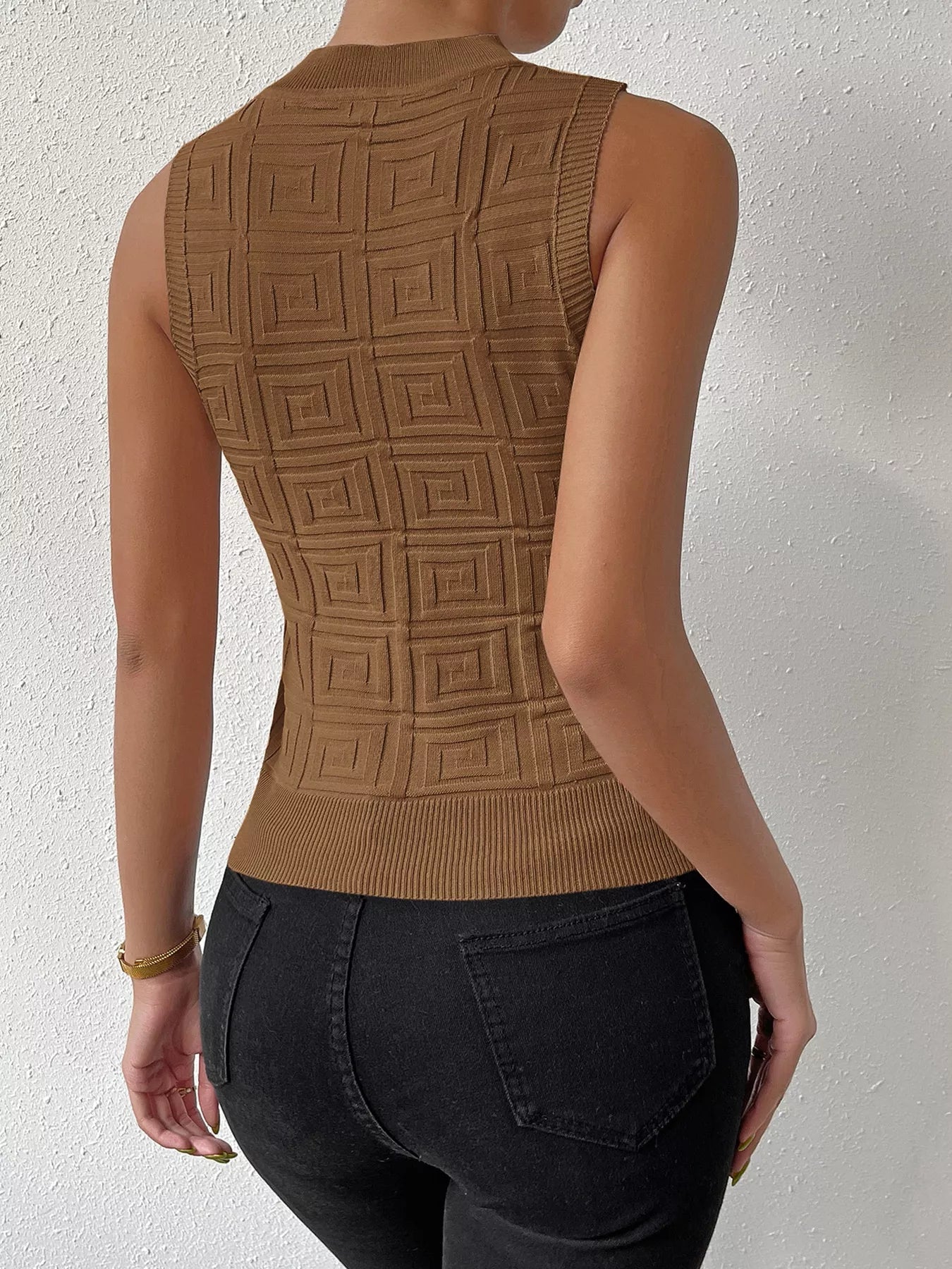 Geometric Pattern Womens Knit Tank Top