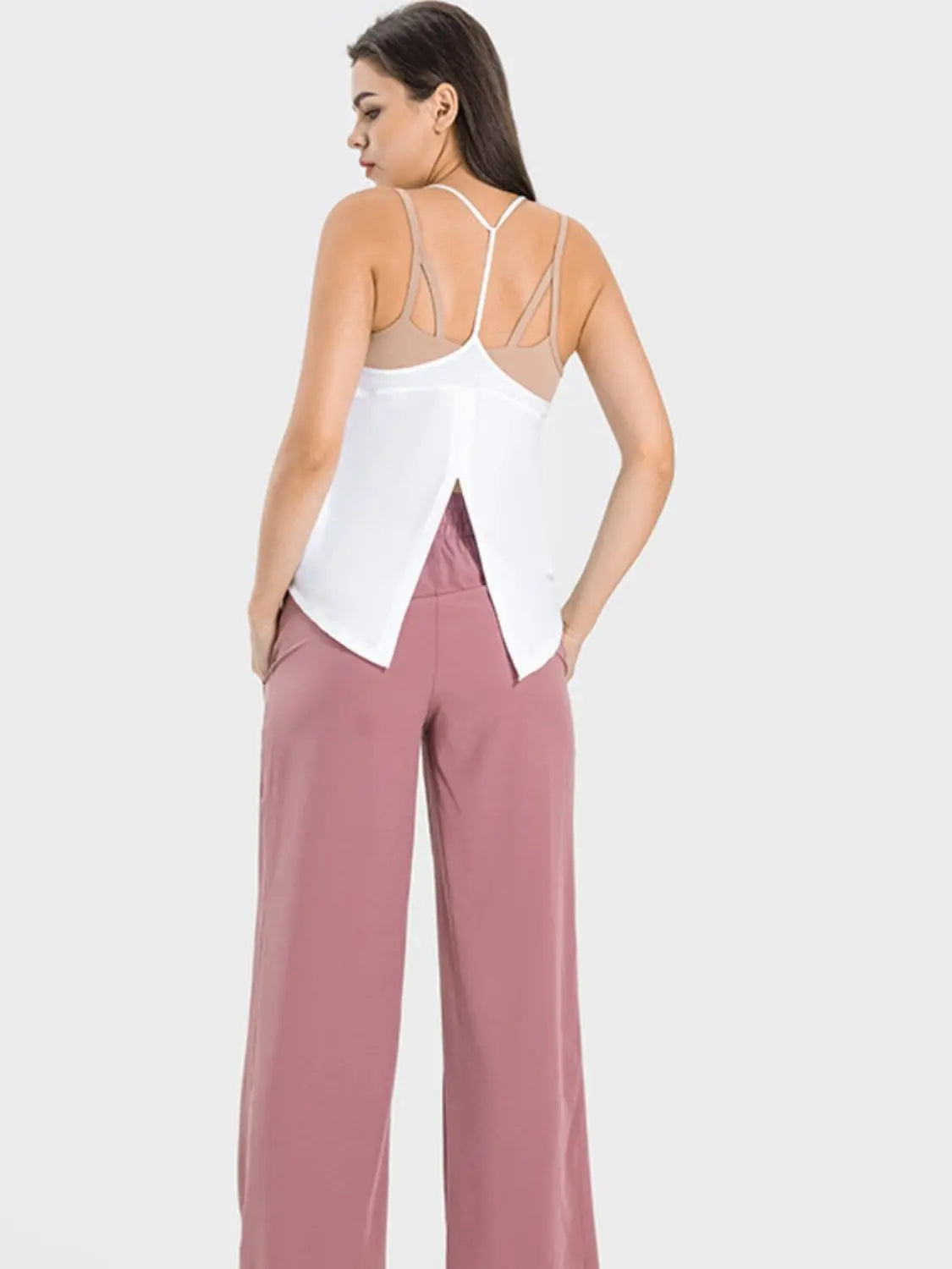 Slit Spaghetti Strap Scoop Neck Cami