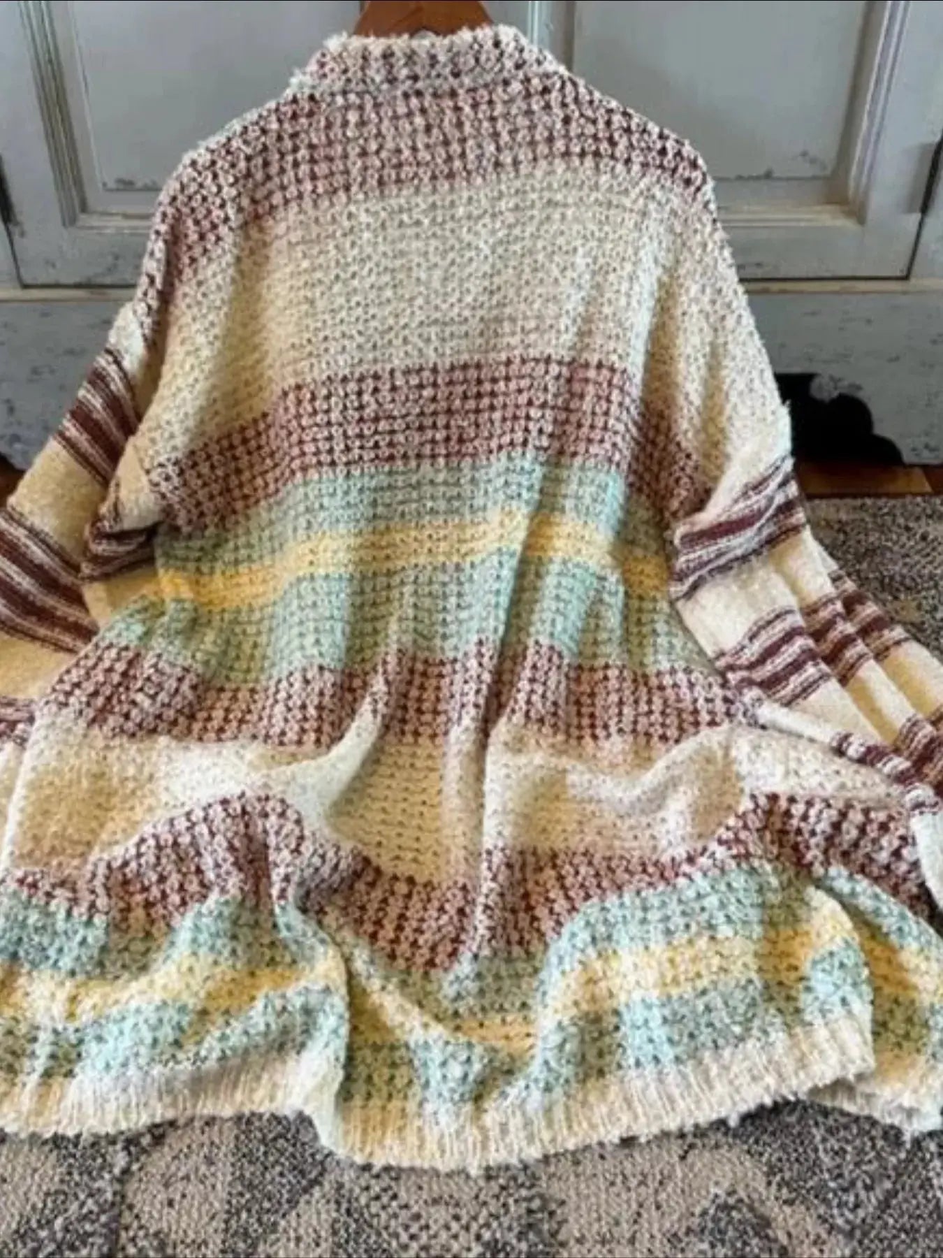 Striped Open Front Longline Cardigan