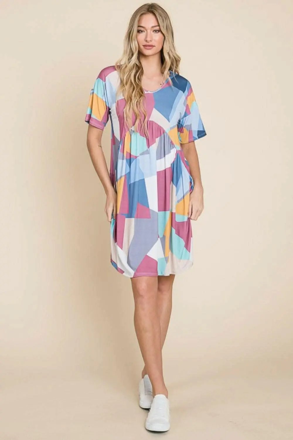 Dresses Trendsi Ruched Color Block Mini Party Dress Women's Figure Flattering