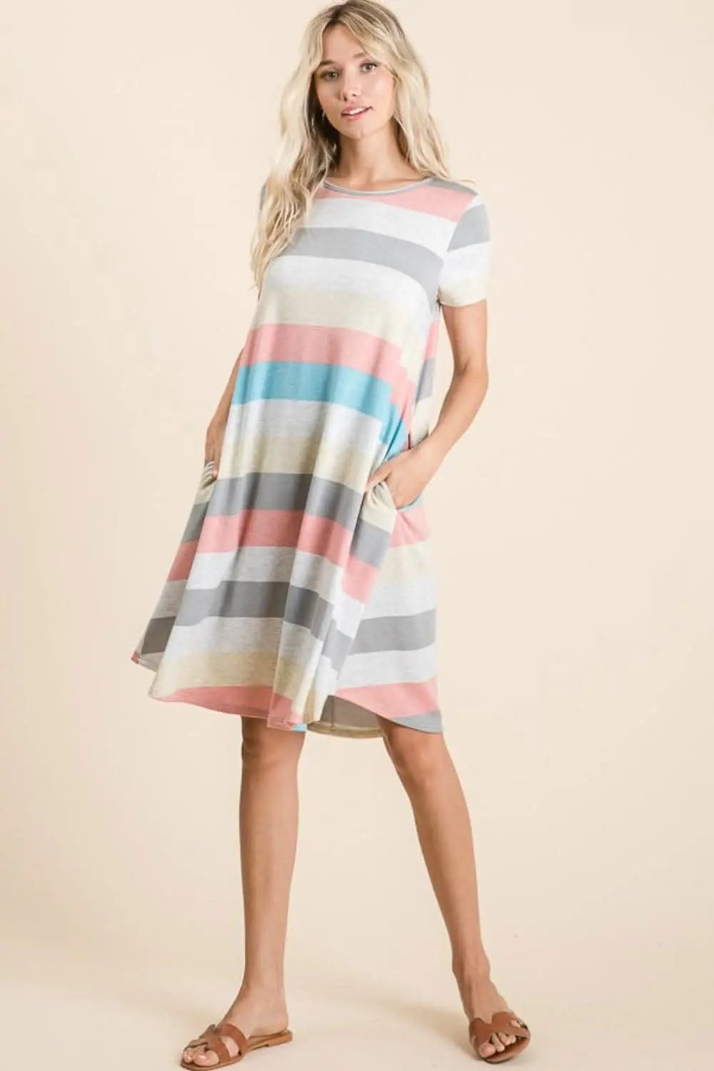 Dresses Trendsi Striped Dress Women's Casual Day-to-Night Dress with Pockets