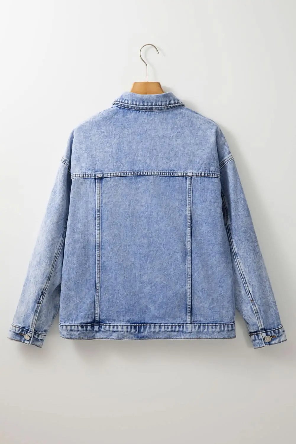 Jackets Love Salve Beau Blue Vintage Washed Flap Pockets Denim