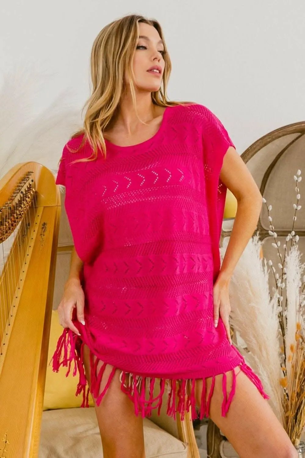 T-Shirts Trendsi just arrived - Boho Chic Fringed Hem Cotton Knit Top