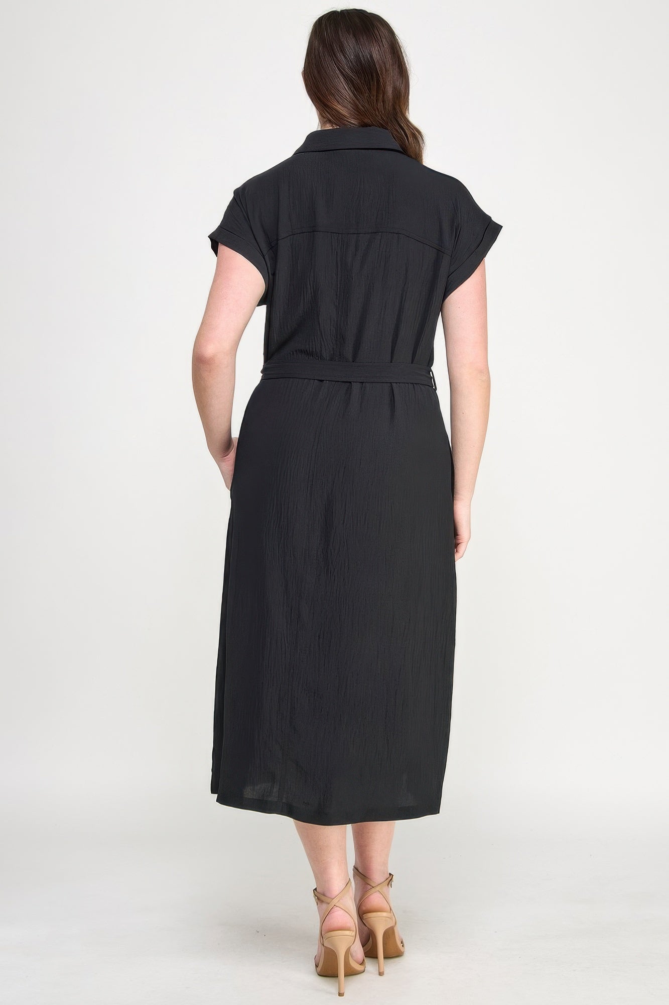 Front Tied Buttoned Short Sleeve Dress