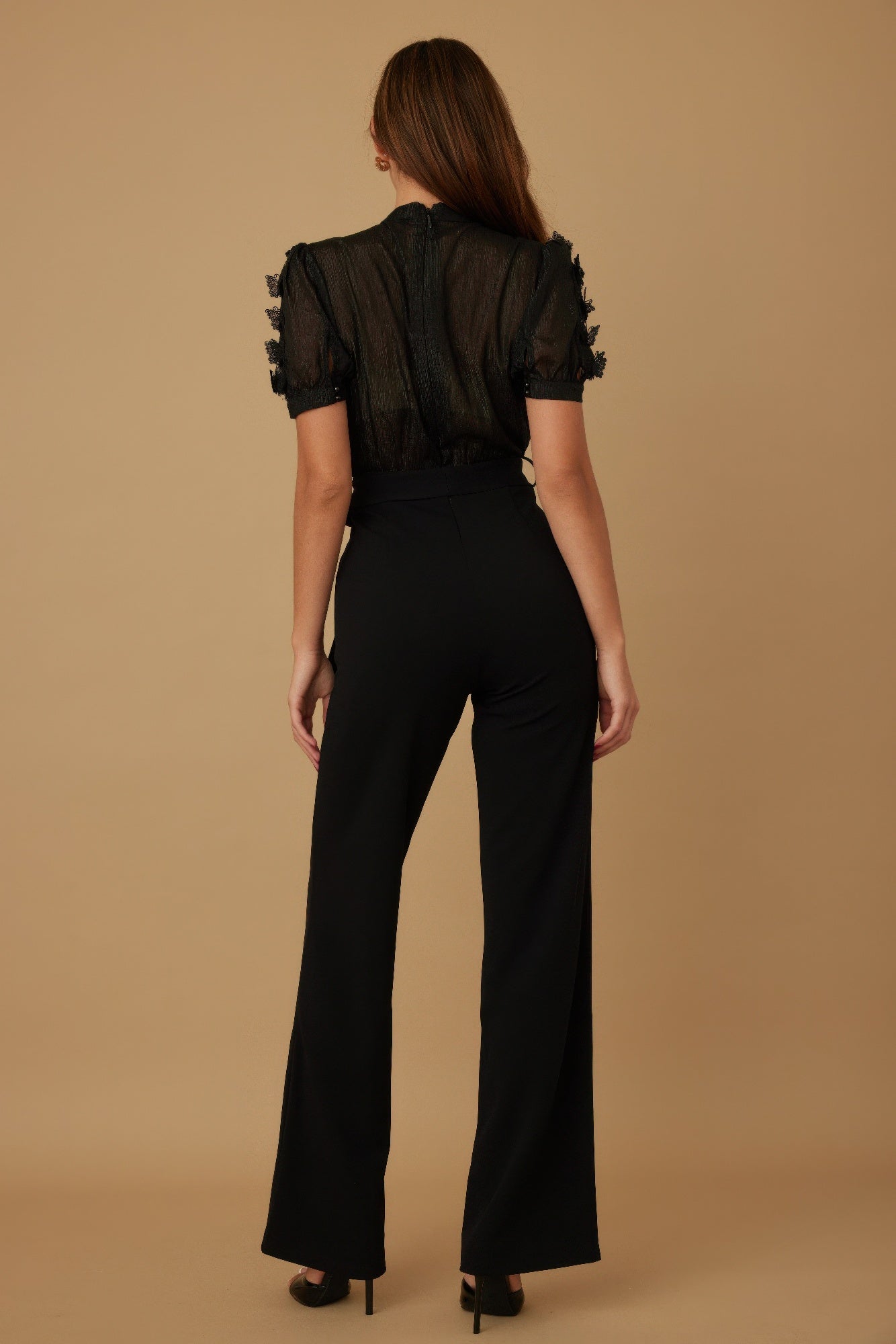 Multi Butterfly Sheer Pattern Jumpsuit