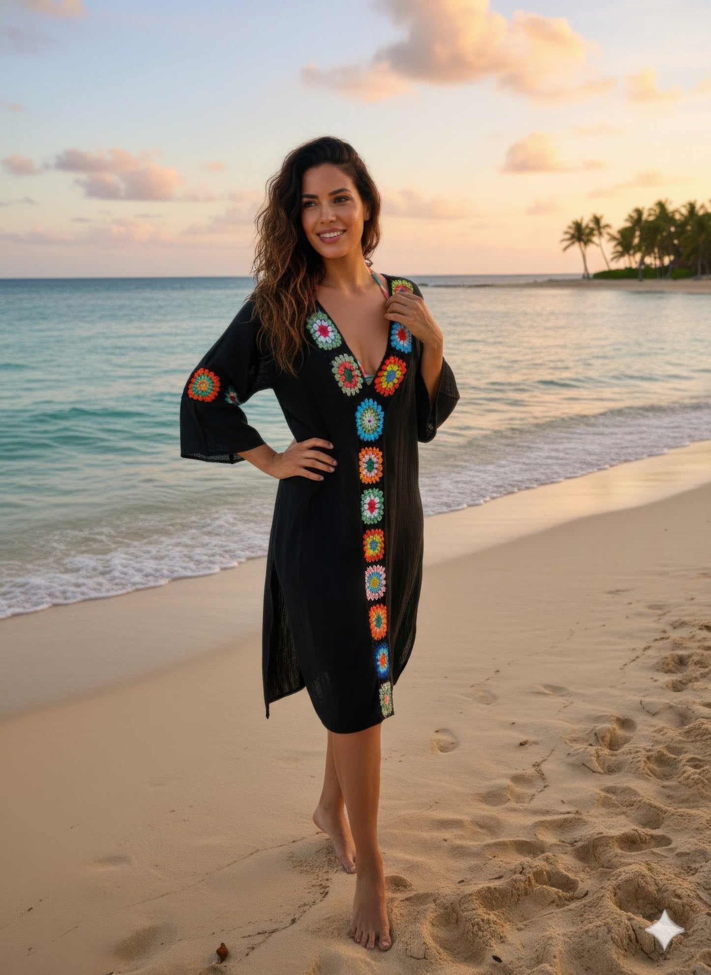 Linnen Crochet Maxi Dress