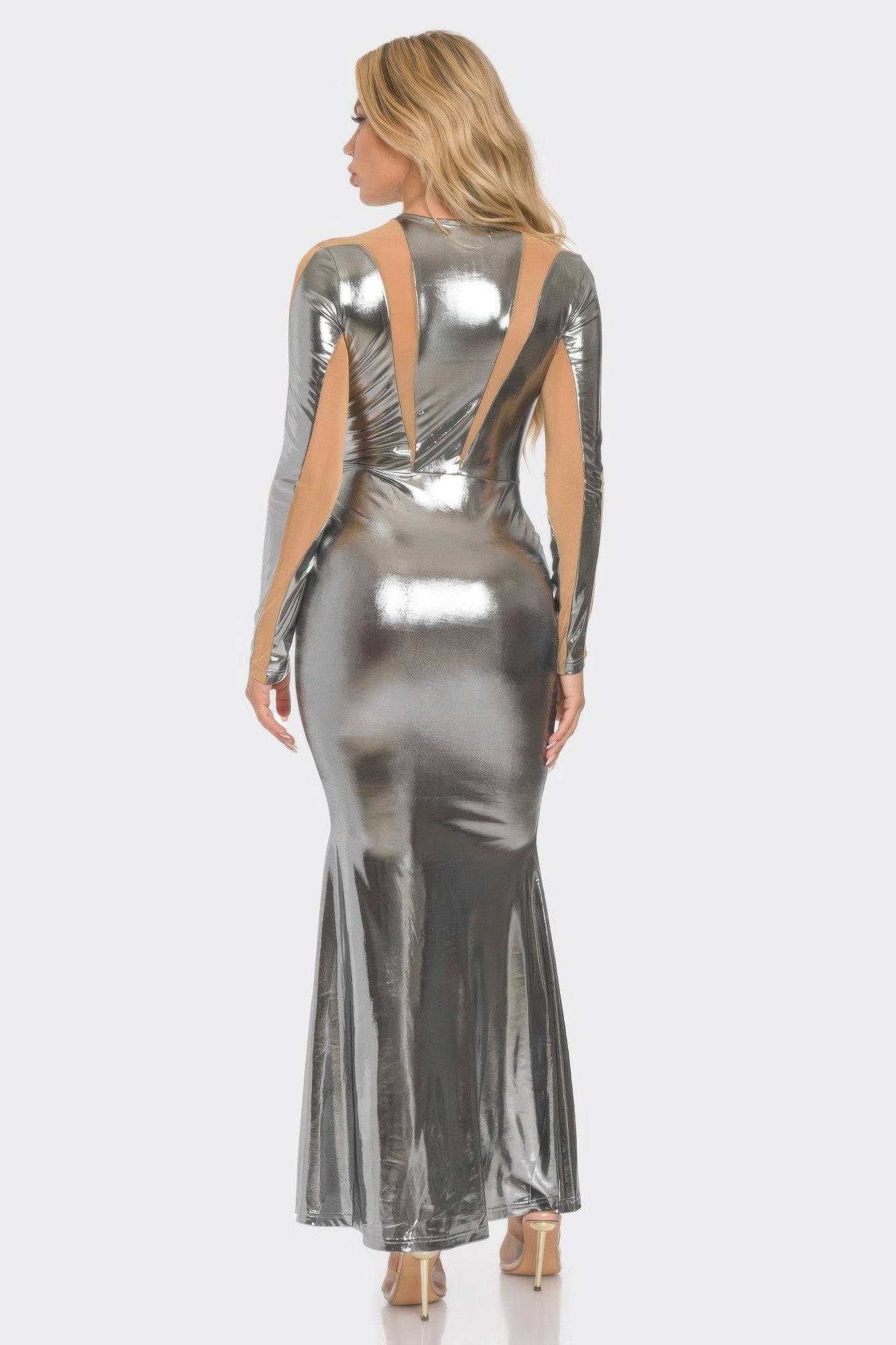 Mesh Cut Out Detail Maxi Dress