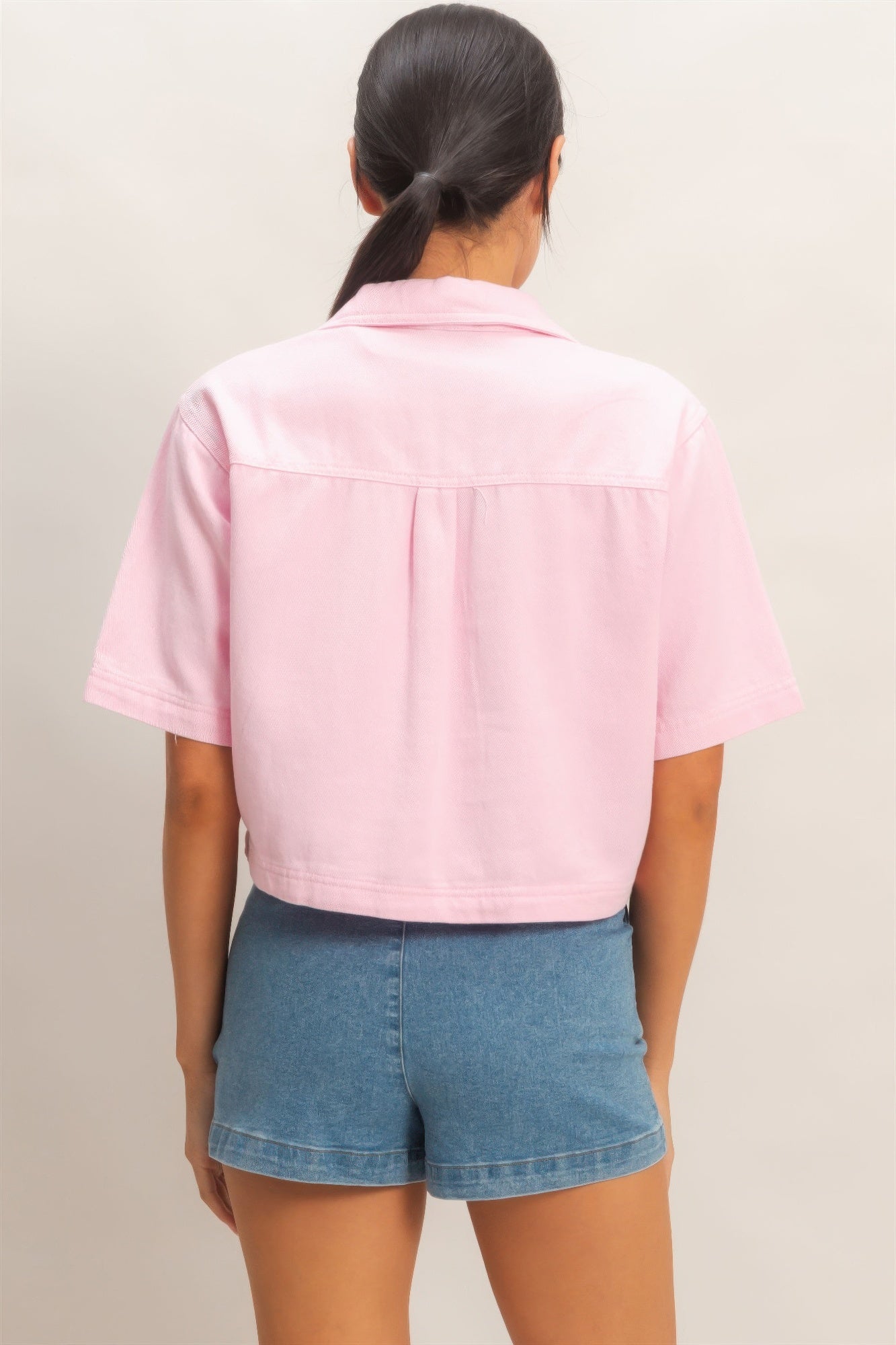 Collared V-neck Top