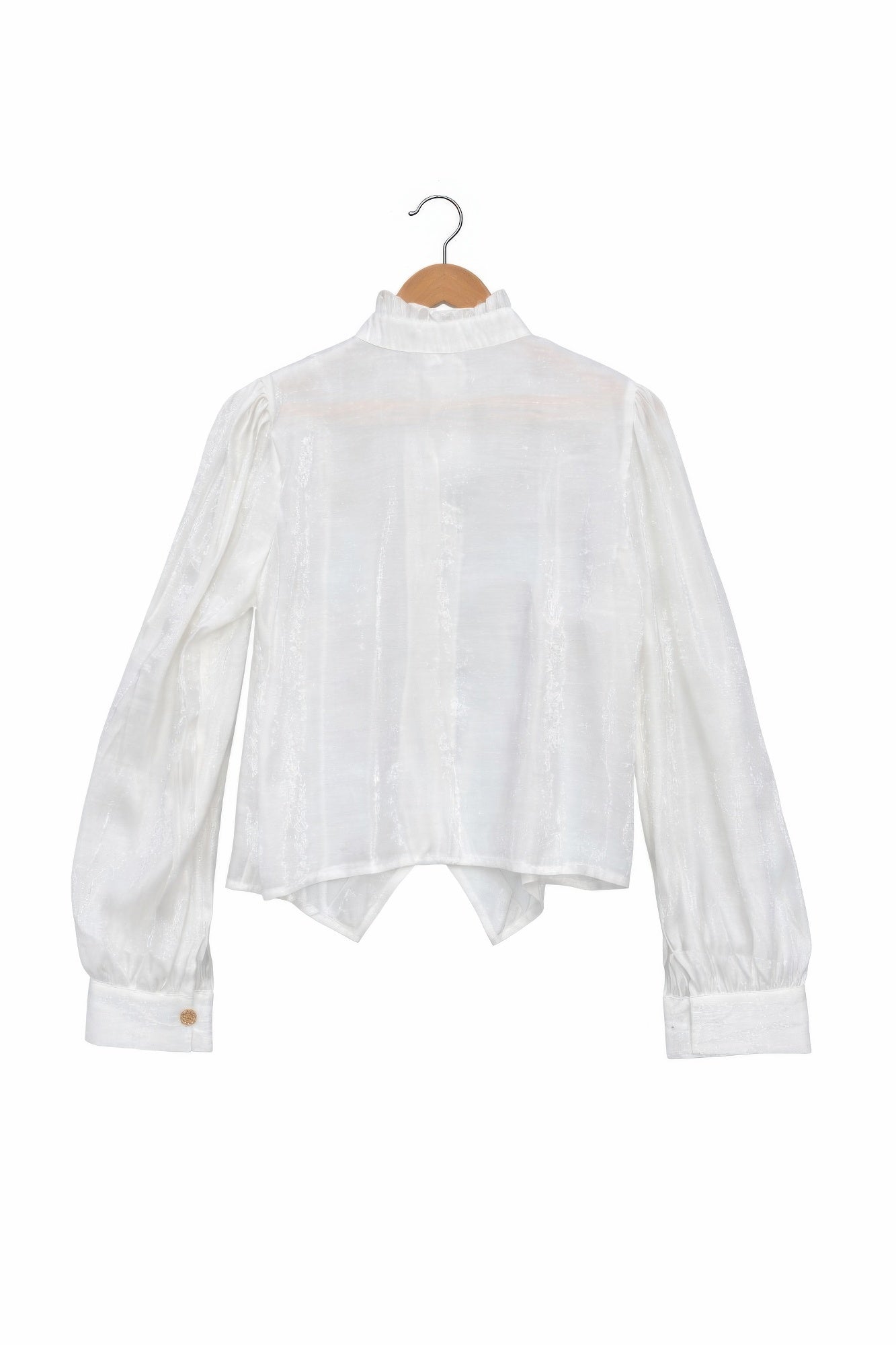 Elegant Satin-finish Victorian Button-up Top