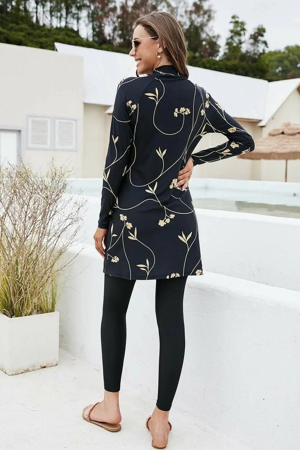 Pants Trendsi swimwear - Chic long sleeve mock neck swim set