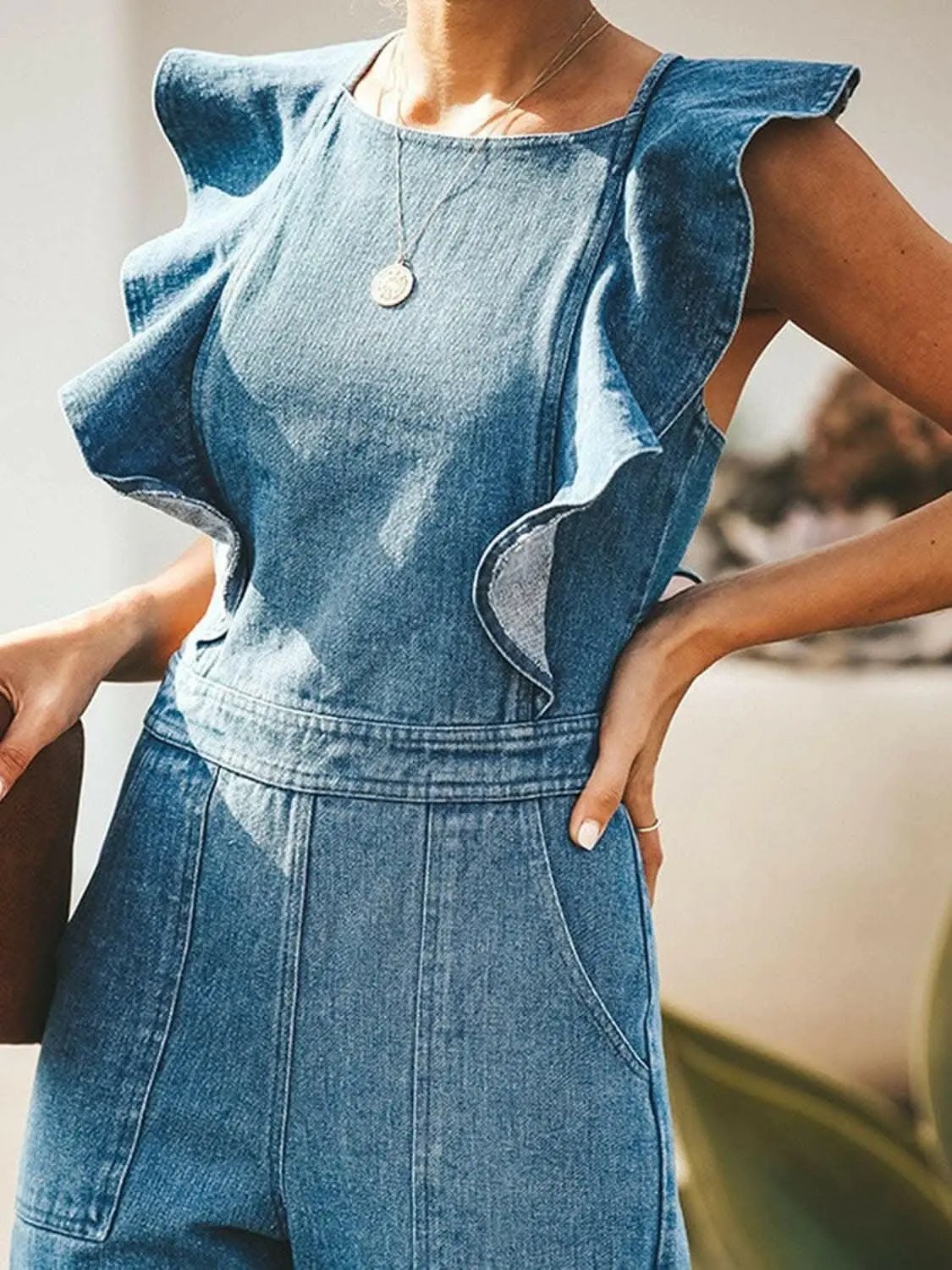 T-Shirts Trendsi just arrived - Chic open back denim jumpsuit