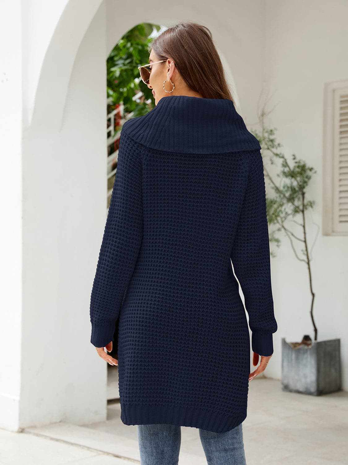Women's Sweater Dress Sweater Dress - Cozy Turtleneck with Slit Knit