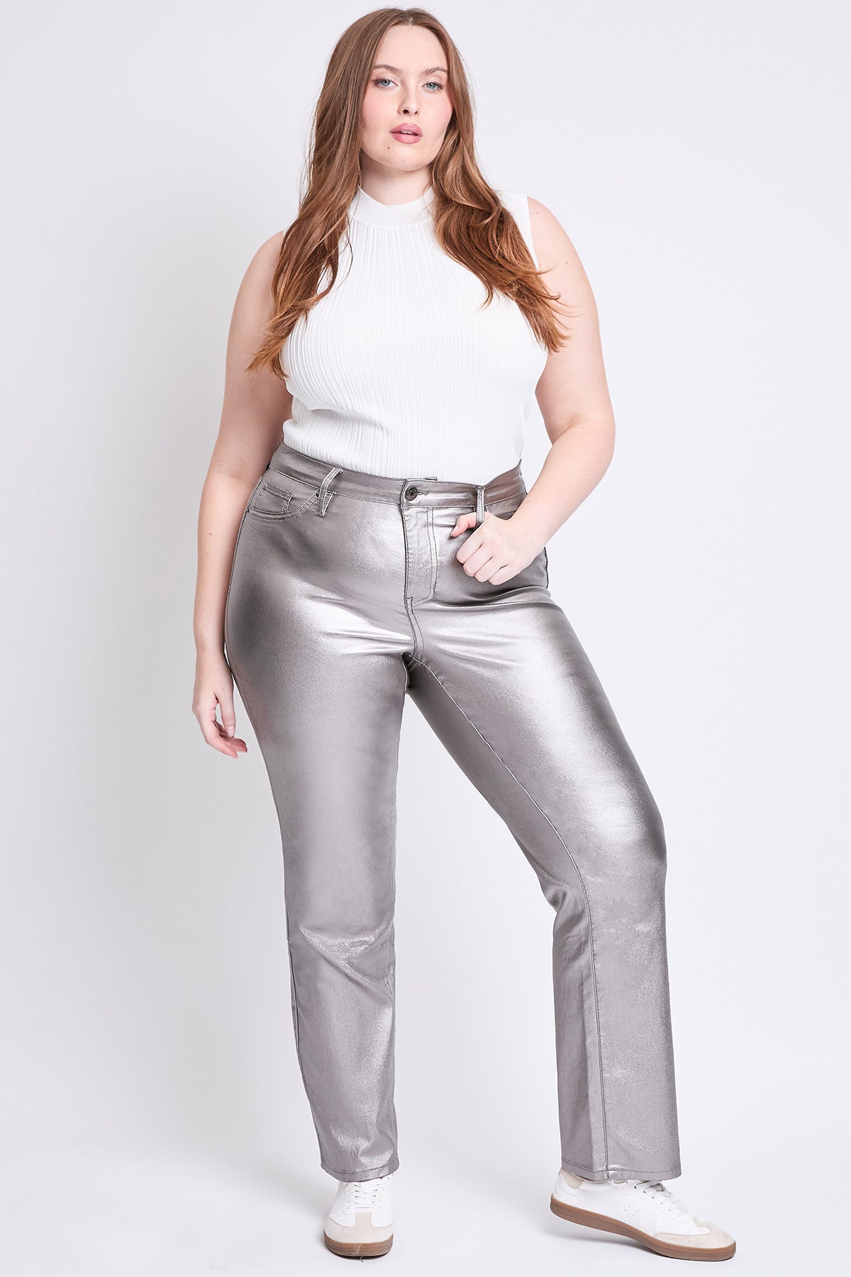 Women's Plus Hyperstretch Straight Leg Metallic Pant