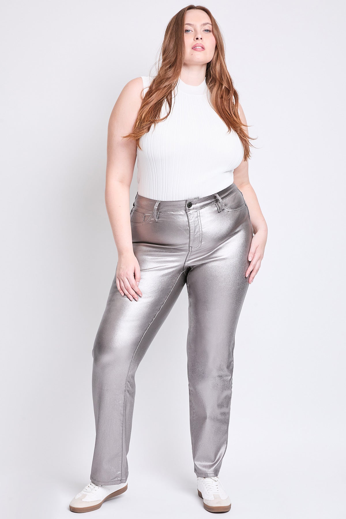 Women's Plus Hyperstretch Straight Leg Metallic Pant