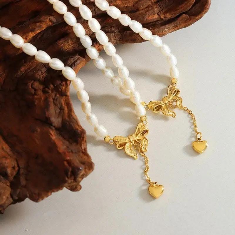 T-Shirts Trendsi Necklaces - Elegant pearl heart necklace