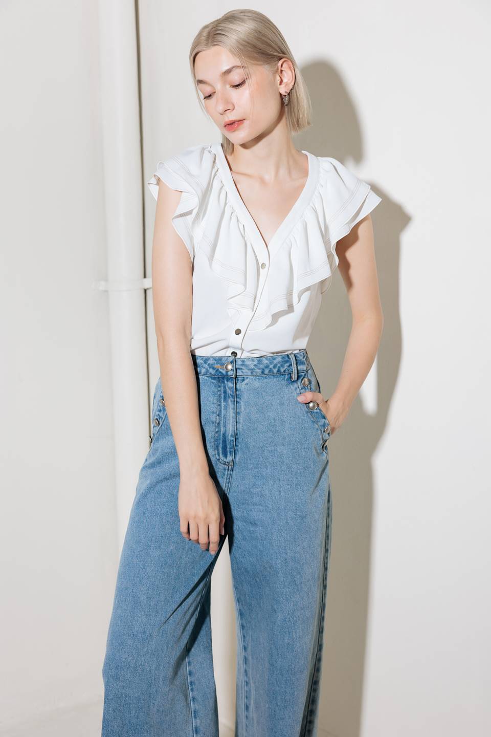 MADE FOR ROMANCE OFF WHITE WOVEN TOP