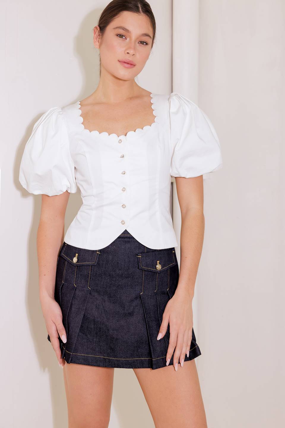 NEVER ORDINARY WHITE WOVEN TOP