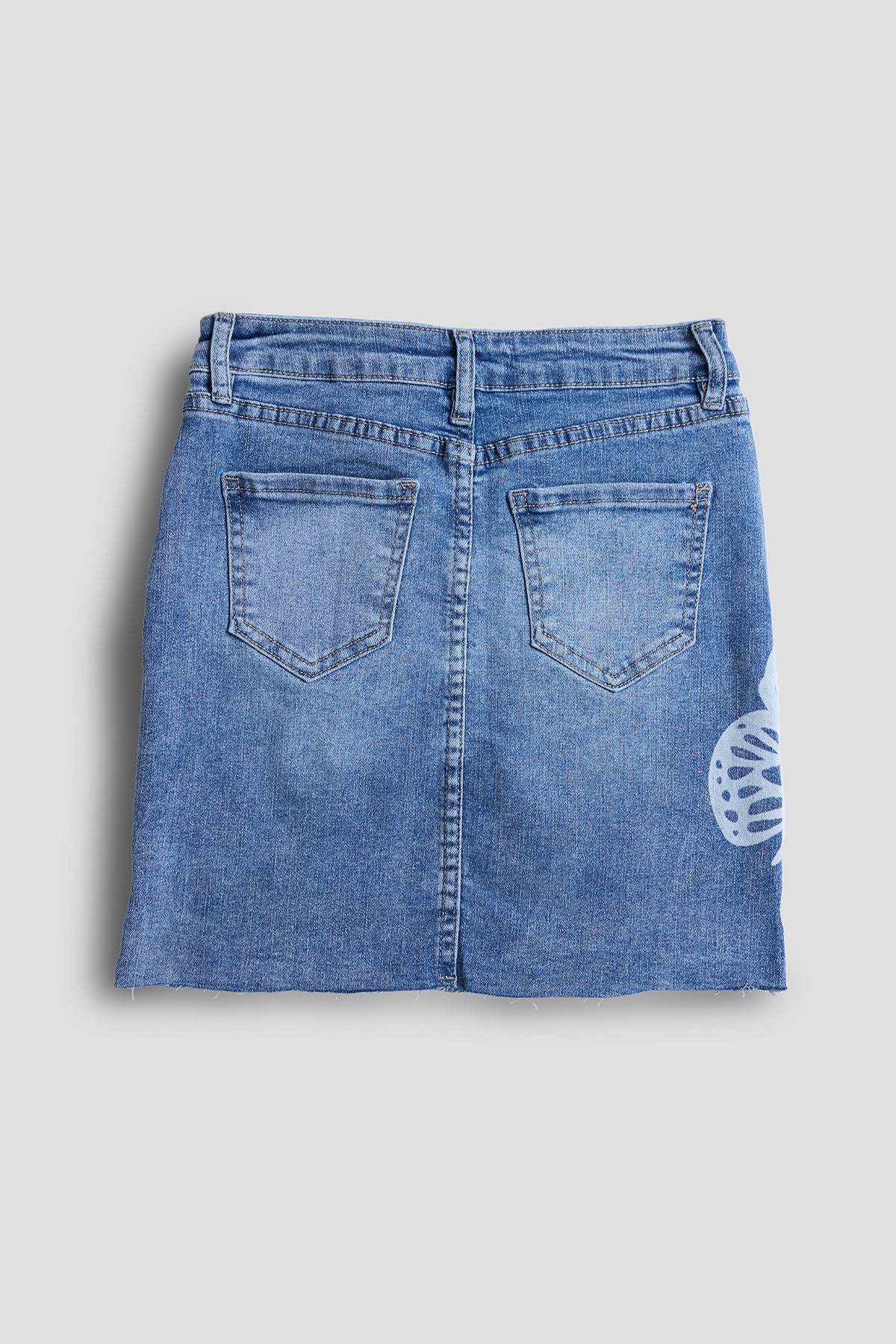 Girls Brittney Butterfly Print Denim Mini Skirt