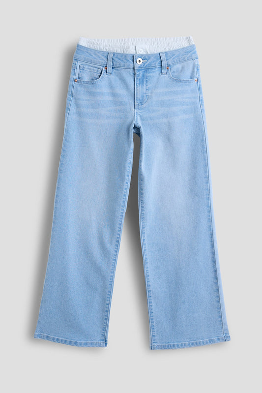 Girls Boxer Waist Wide Leg Jeans