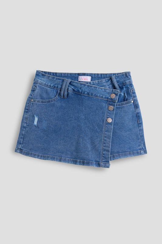 Girls Assymetrical Denim Skort