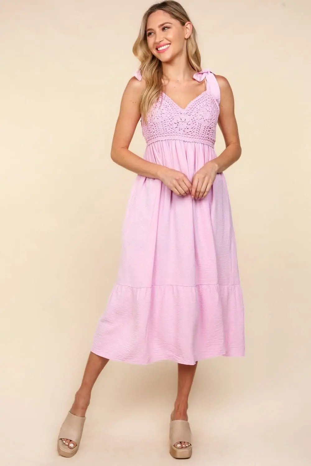 Accessories Trendsi Haptics Crochet Lace Midi Dress with Ruffle Hem an