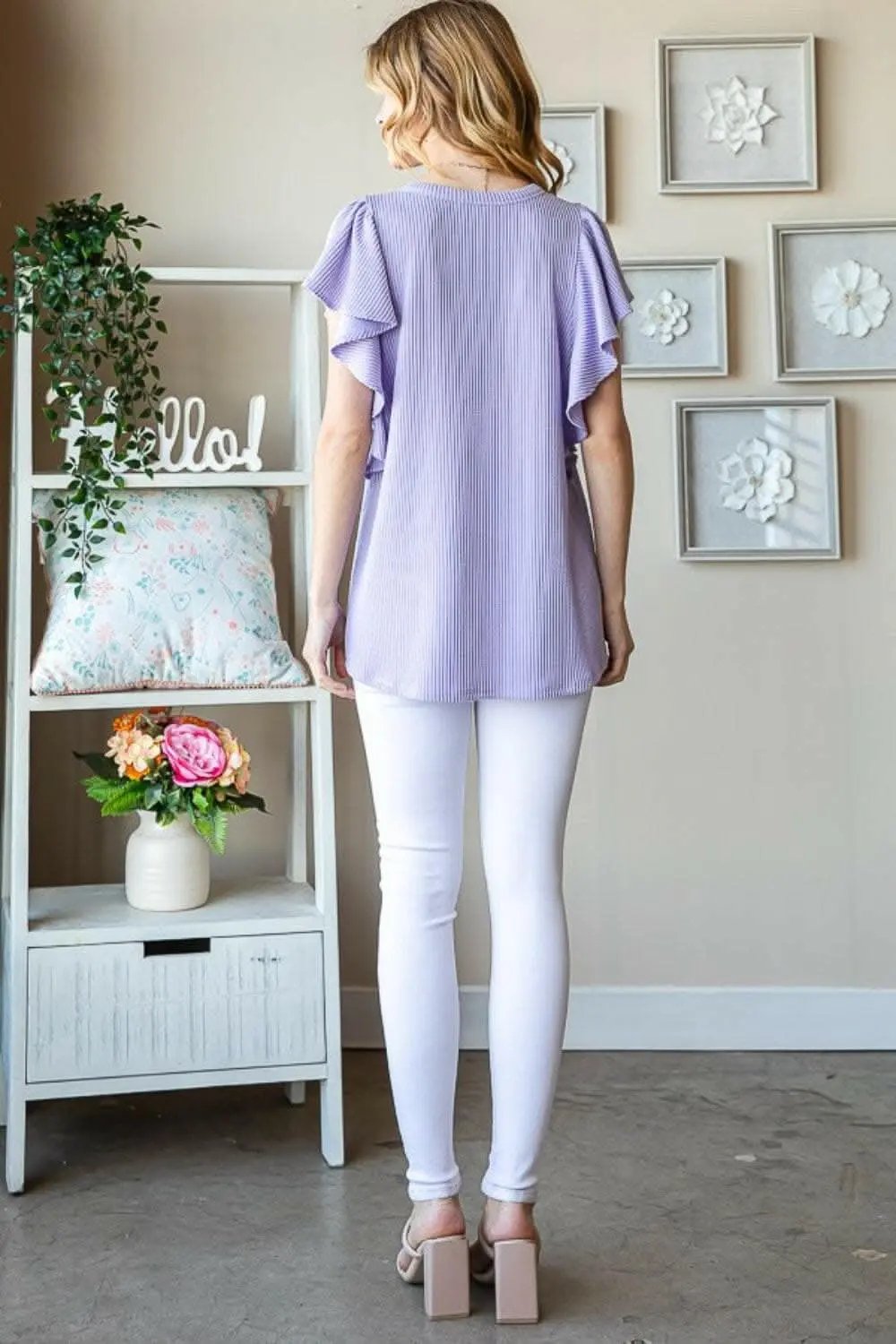T-Shirts Trendsi just arrived - Heimish Full Size Ruffled Sleeve Ribbed Top